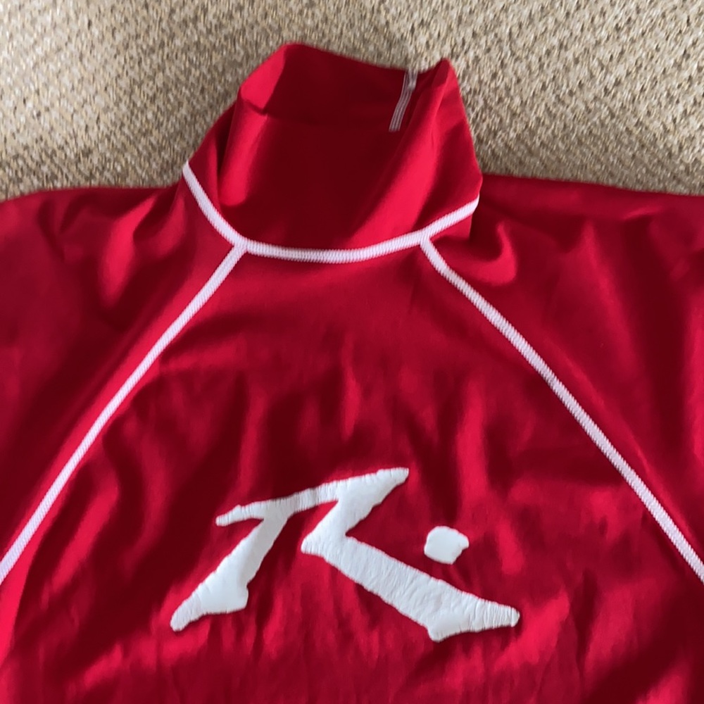 Boys Vintage “Rusty” Rashguard. Red w/White “R” - Picture 2 of 7